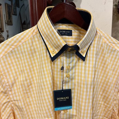 Domani Men’s 100% luxury cotton Long Sleeve Button Dress Shirt 17. 5