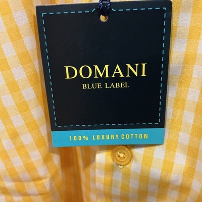 Domani Men’s 100% luxury cotton Long Sleeve Button Dress Shirt 17. 5