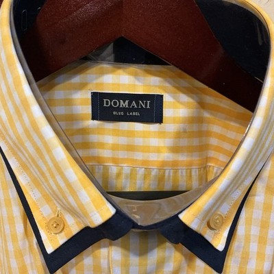 Domani Men’s 100% luxury cotton Long Sleeve Button Dress Shirt 17. 5